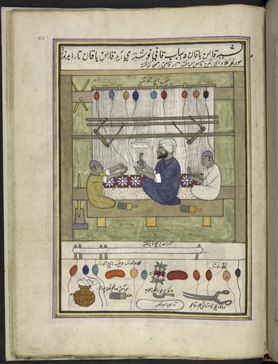 Carpet-Makers, 86 Drawings Bound into a Volume Depicting Trades and Occupations in Kashmir by Indian School