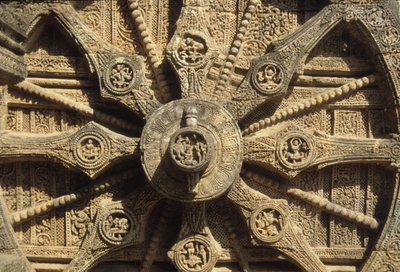 Chariot wheel on the base of the Surya Temple by Indian School