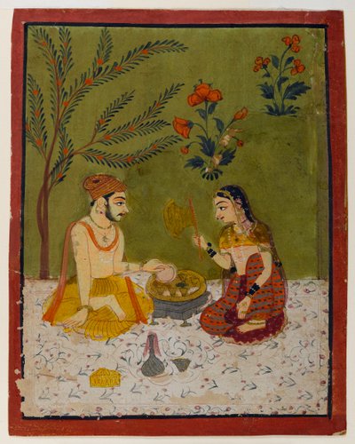 Couple seated under a tree, c.1700 by Indian School
