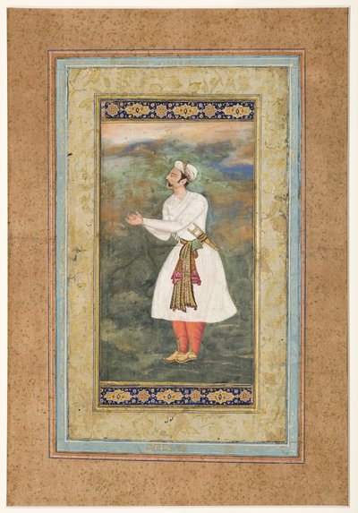 Courtier Standing in an Attitude of Great Respect by Indian School
