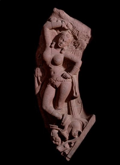 Damsel mounting on a dwarf by Indian School