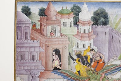 (detail) Krishna Cleaves the Demon Narakasura with his Discus by Indian School