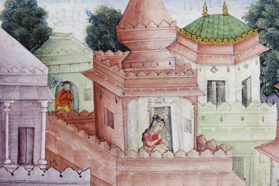 (detail) Krishna Cleaves the Demon Narakasura with his Discus by Indian School