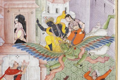 (detail) Krishna Cleaves the Demon Narakasura with his Discus by Indian School