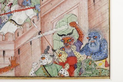 (detail) Krishna Cleaves the Demon Narakasura with his Discus by Indian School