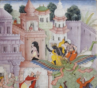 (detail) Krishna Cleaves the Demon Narakasura with his Discus by Indian School