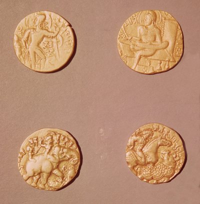 Dinars of Samudragupta (335-375) and Kumargupta I (415-454) by Indian School