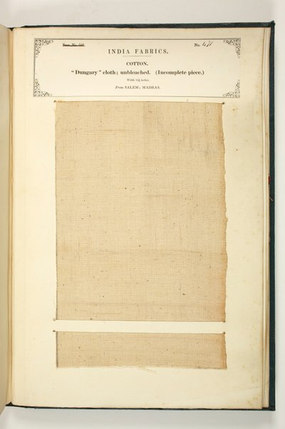 Dungary Cloth, Salem, Madras, from The Collection of the Textile Manufacturers of India, by John Forbes Watson, published in 1866 by Indian School