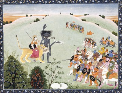 Durga and Kali Standing Before the Advancing Host of Demons by Indian School