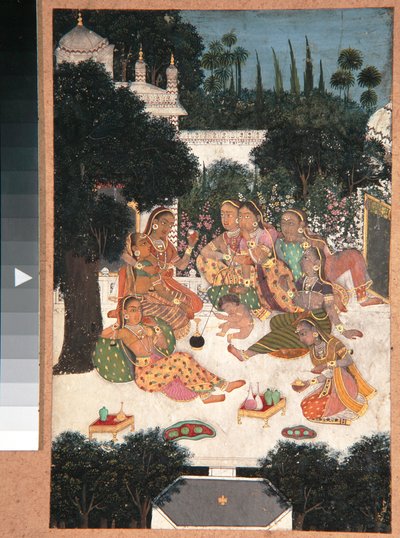 Eight Women and a Child on a Palace Terrace by Indian School