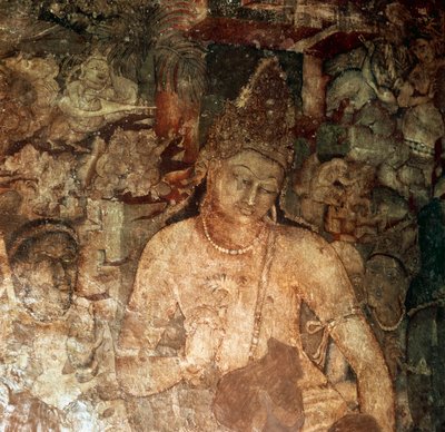 Episode of the Life of Buddha Painting in Cave 1 by Indian School