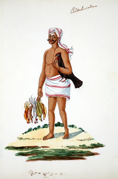 Farmer with Chickens by Indian School