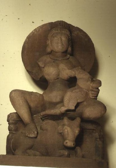 Figure of Parvati with her child, Skanda, Sagar by Indian School