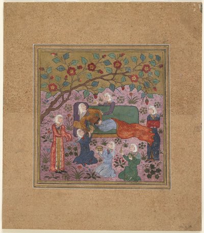 A Reclining Woman Surrounded by Attendants by Indian School