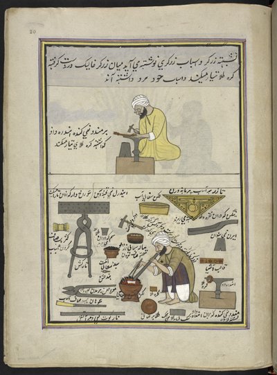 Goldsmiths Making Jewellery, 86 Drawings Bound into a Volume Depicting Trades and Occupations in Kashmir by Indian School