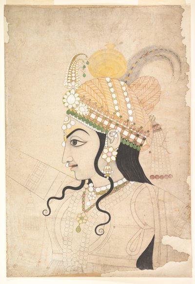 Head of Krishna: Cartoon for a Mural of the Raslila, c.1800 by Indian School
