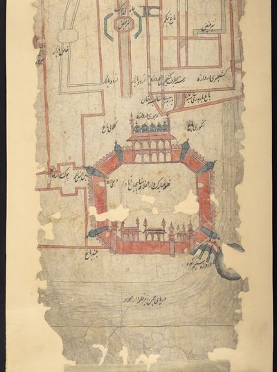 Fort of Delhi and the Area to the North, Section from a Scroll depicting 