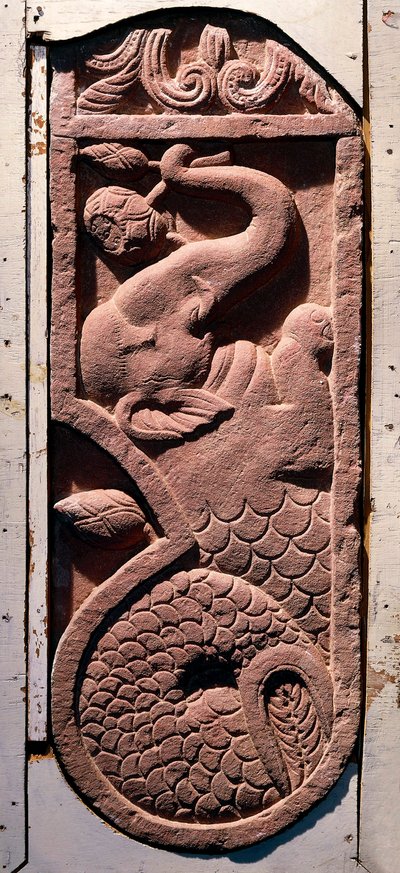 Indian Art: A Fish Tail Elephant. Period Kouchane. From Sonkh, Mathura. 1st century AD. Mathura, Archaeological Museum by Indian School