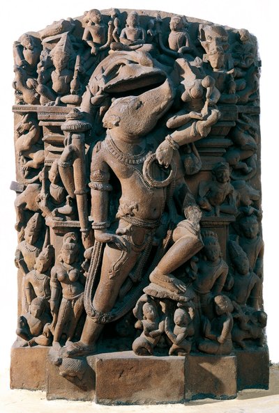 Indian Art: the Hindu divinity Vishnu in the form of a boar. From Khajuraho, India. Chandela period by Indian School