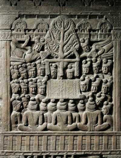 Indian art, Hinduism: low relief representing Yaksha spirits, 2nd century BC. Kolkata, Indian Museum by Indian School