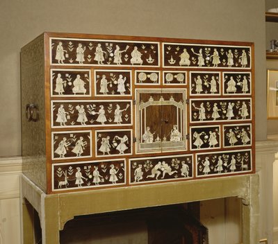 Indian cabinet decorated in ivory and rosewood, 17 drawers by Indian School
