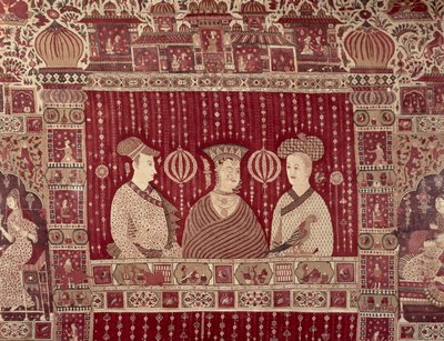 Indian woman with European traders, Madras region, Ahmedabad by Indian School