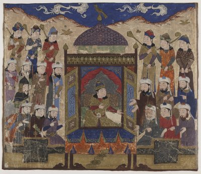 Khusraw Parviz Seated on the Takht-i Taqdis by Indian School