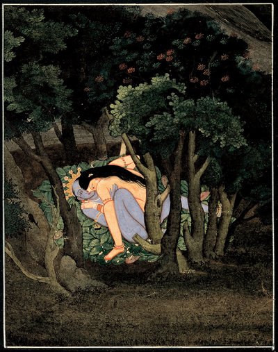 Krishna Embraced by Radha by Indian School