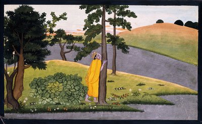 Krishna Leaning Against a Tree, Awaiting Radha by Indian School