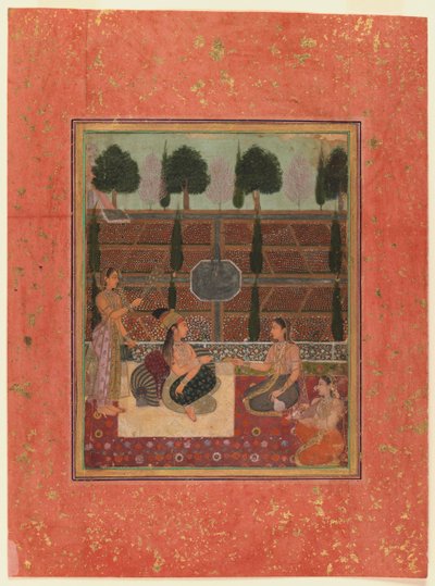 Ladies on a terrace, Mughal Style by Indian School