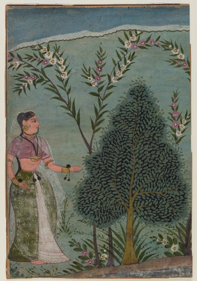Lady in the wilderness, fragment of a page from a Bhagavata Purana series, c.1590-1600 by Indian School