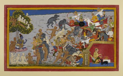 Lakshmana Leads Rama’s Army Against Indrajit’s Sacrifices at Nikumbhila by Indian School