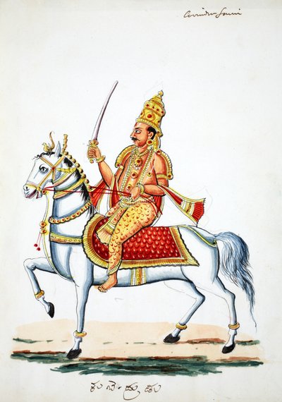 Lord Kalki on His Horse Devadatta with Sword in Hand by Indian School