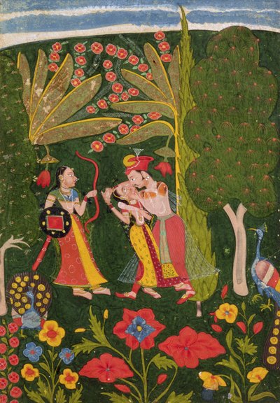 Lovers Embracing in a Forest, Bundi by Indian School