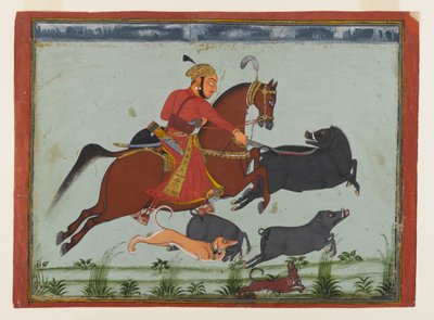 Maharaja Pratap Singh II of Mewar Hunting Boar by Indian School