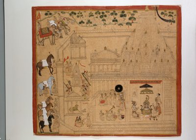 Maharana Amar Singh of Mewar at the Eklingji Temple, c.1695 by Indian School