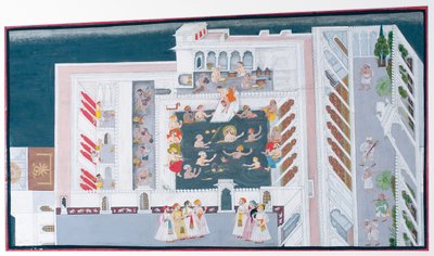 Maharana Jagat Singh II frolics in a palace pool by Indian School