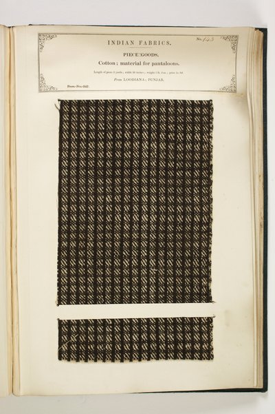 Material for Pantaloons, Loodiana, Punjab, Piece Goods, from The Collection of the Textile Manufacturers of India by Indian School