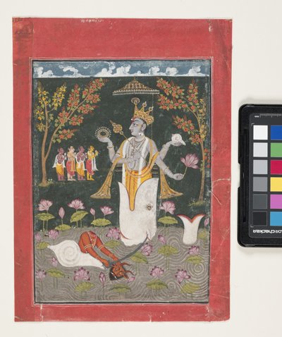 Matsya Avatar of Vishnu: The Slaying of Sankh Asura by Indian School