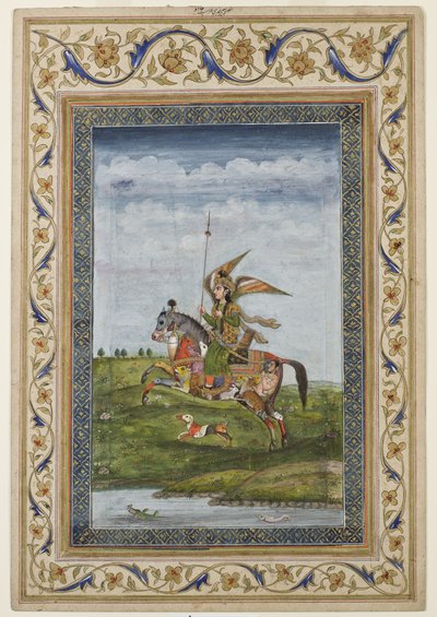 Miniature Depicting a Scene of a Winged Figure on a Horse, Probably Delhi School, Mughal, Indian by Indian School