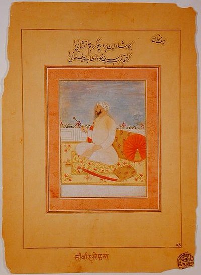 Miniature of Saif Khan, Governor of Agra, Indian, c.1670-80 by Indian School