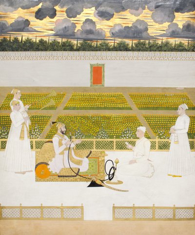 Mir Jaffar, Nawab of Murshidabad, with a Courtier and Attendants by Indian School