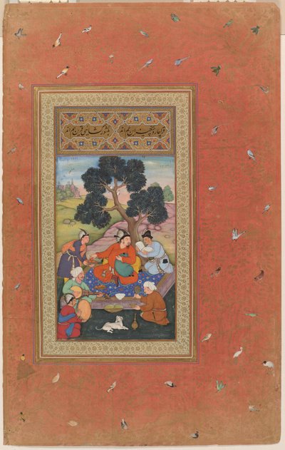Mongol Chieftain and Attendants, folio from the Gulshan Album (Rose Garden album), c.1600 by Indian School