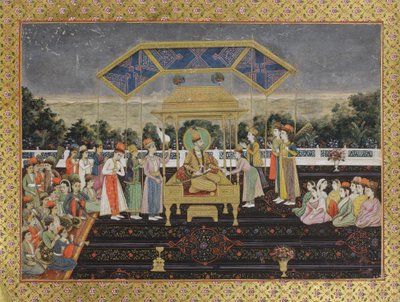 Nadir Shah on the Peacock Throne After His Defeat of Muhammad Shah by Indian School