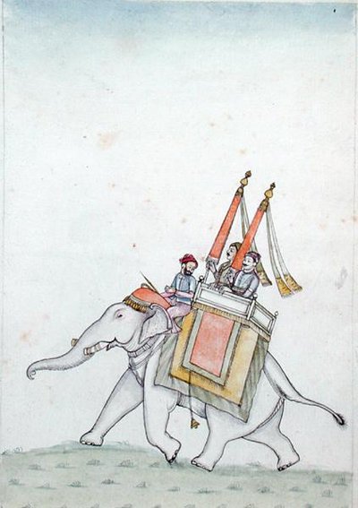 Portrait of a prince riding an elephant, early 19th century by Indian School