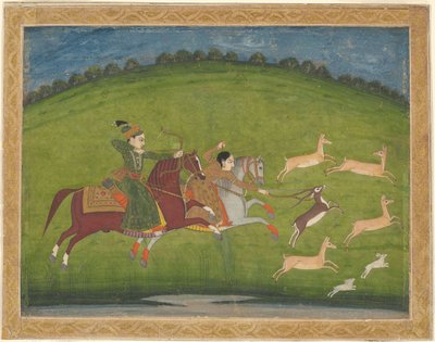 Prince and Princess Hunting Blackbuck by Indian School