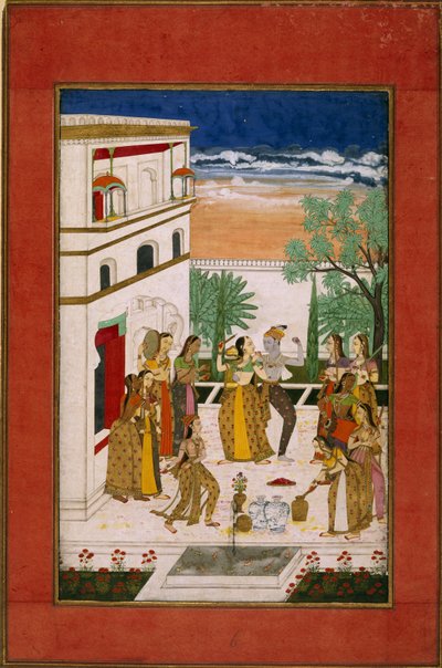 Radha and Krishna dancing, c.1760 by Indian School