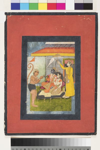 Rama and Sita Enthroned, Adored by Hanuman; Lakshmana Holds a Morchal by Indian School