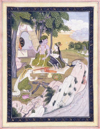 Rama and Sita with Lakshman by Indian School