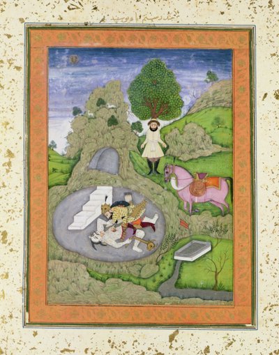 Rustam killing the White Demon, illustration from the 